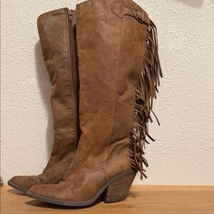 Brown Fringe Western Boots